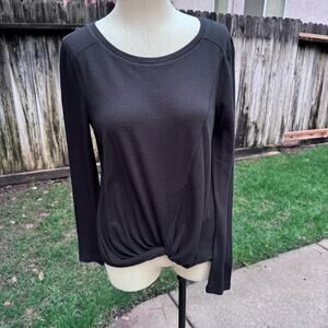 Zella Black Front Twist Long Sleeve Top Women's Size XXS